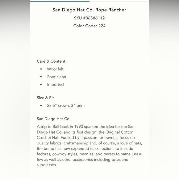 Anthropologie x San Diego Hat Co. Rope Rancher  Hat Camel Tan color - Picture 5 of 8